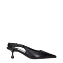 Black Leather Flat Sandals