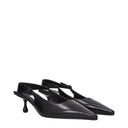 Black Leather Flat Sandals