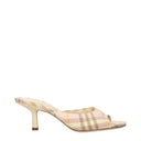 Pink Fabric Stiletto Heels Sandals