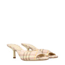 Pink Fabric Stiletto Heels Sandals