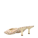 Pink Fabric Stiletto Heels Sandals