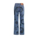 Jeans acampanados con estampado de flores y abejas