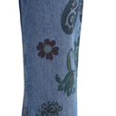 Flower and bee print flare Jeans