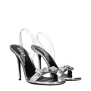 Gray Leather Stiletto Heels Sandals