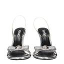 Gray Leather Stiletto Heels Sandals
