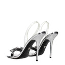Gray Leather Stiletto Heels Sandals