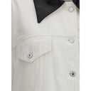 Denim Jacket With Leather Collar