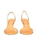 Orange Leather Stiletto Heels Sandals