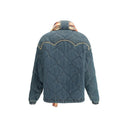 Denim Down Jacket With Scarf