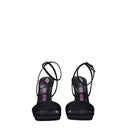Black Satin Stiletto Heels Sandals