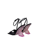 Black Satin Stiletto Heels Sandals