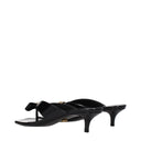 Black Leather Stiletto Heels Sandals