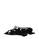 Black Leather Flat Sandals