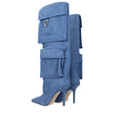 Light Blue Fabric Boots