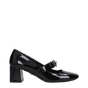 Black Leather Mid Heel Pumps