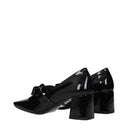 Black Leather Mid Heel Pumps