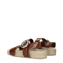 Brown Leather Flat Sandals