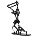 Black Leather Flip-Flop Sandals