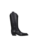 Black Leather High Heel Boots