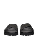 Green Fabric Flat Sandals