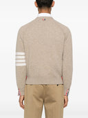Shetland Wool 4-Bar Relaxed Fit V Neck Cardigan