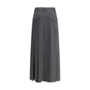 Pleated long Skirt in virgin wool techno gauze