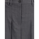 Pleated long Skirt in virgin wool techno gauze