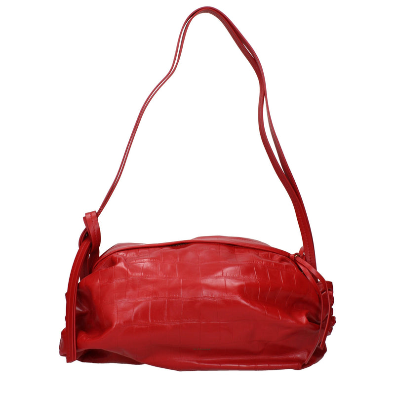 Rote Lederschultertasche