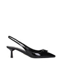 Black Leather Mid Heel Pumps