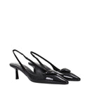 Black Leather Mid Heel Pumps