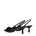 Black Leather Mid Heel Pumps