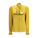 Silk Ruffle Pleated Blouse