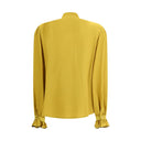 Silk Ruffle Pleated Blouse