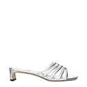 Gray Leather Flat Sandals