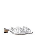 Gray Leather Flat Sandals