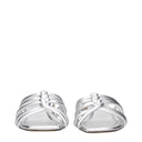 Gray Leather Flat Sandals