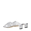 Gray Leather Flat Sandals