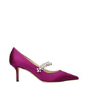 Pink Satin Mid Heel Pumps
