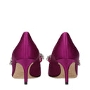 Pink Satin Mid Heel Pumps