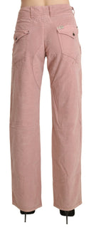 Cotton Pink High Waist Straight Trouser Pants