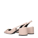 Pink Leather Mid Heel Pumps