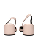 Pink Leather Mid Heel Pumps