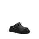 Black Leather Mules