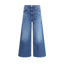 Blue Cotton Cropped Jeans