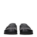 Black Leather Slippers