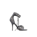 Gray Calfskin Stiletto Heel Sandals