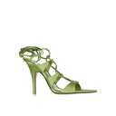 Green Silk Stiletto Heel Sandals