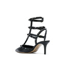 Black Calfskin Mid Heel Pumps