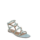 Blue Calfskin Strap-On Sandals