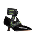 Black Calfskin Mid Heel Pumps